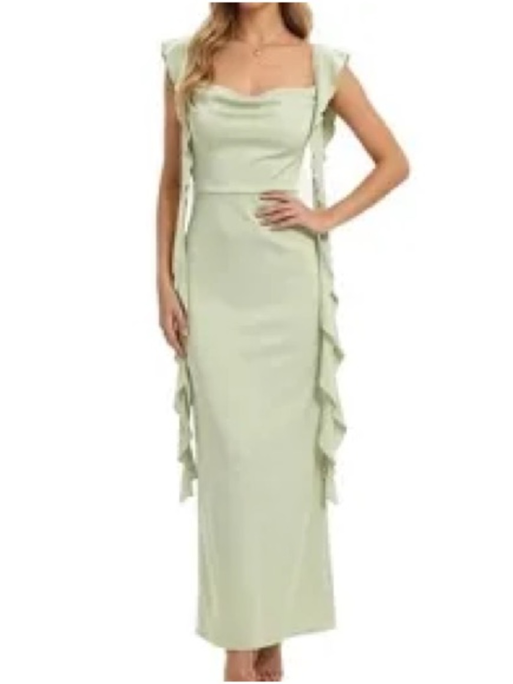 CIDER NWT RUFFLE SAGE MAXI DRESS SMALL